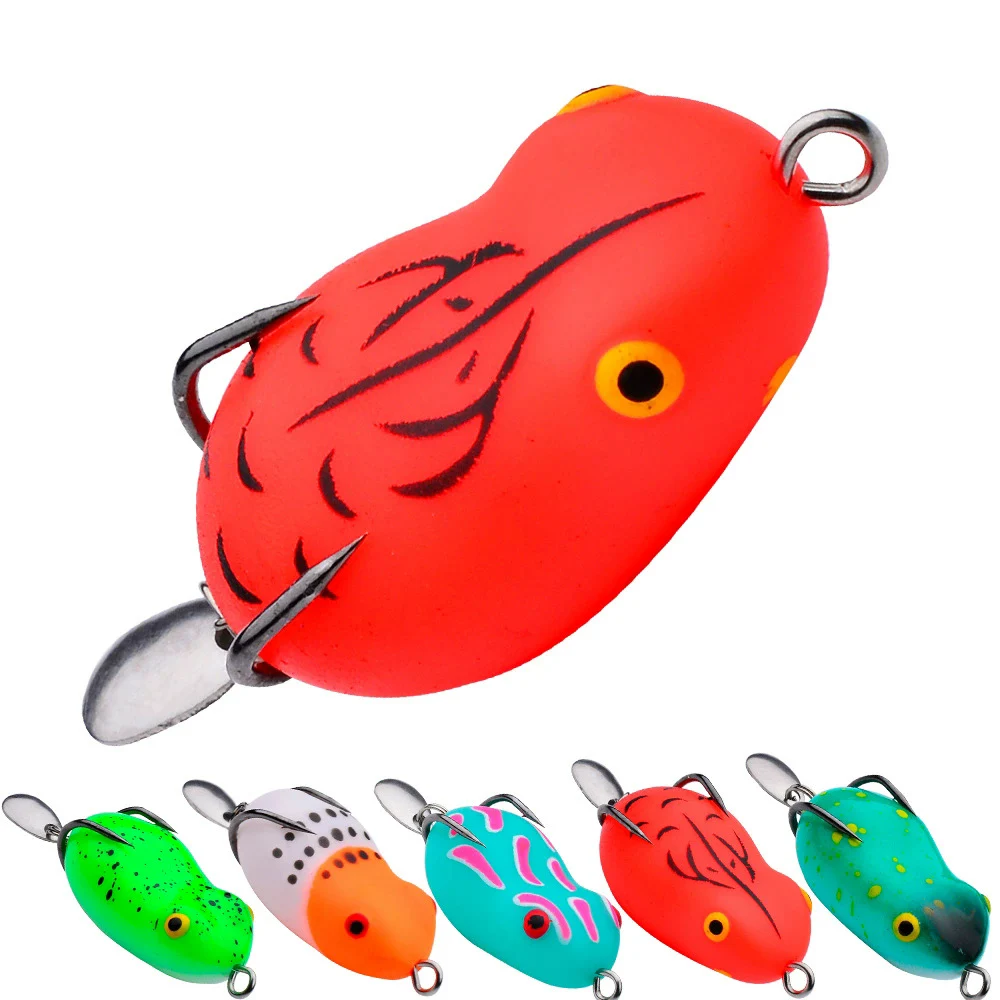 

1pcs Floating Frog Bait 4.5cm 7g Soft Spoon Fishing Lure Silicone Simulation Topwater Frog for Bass Swimbait Double hook FR039