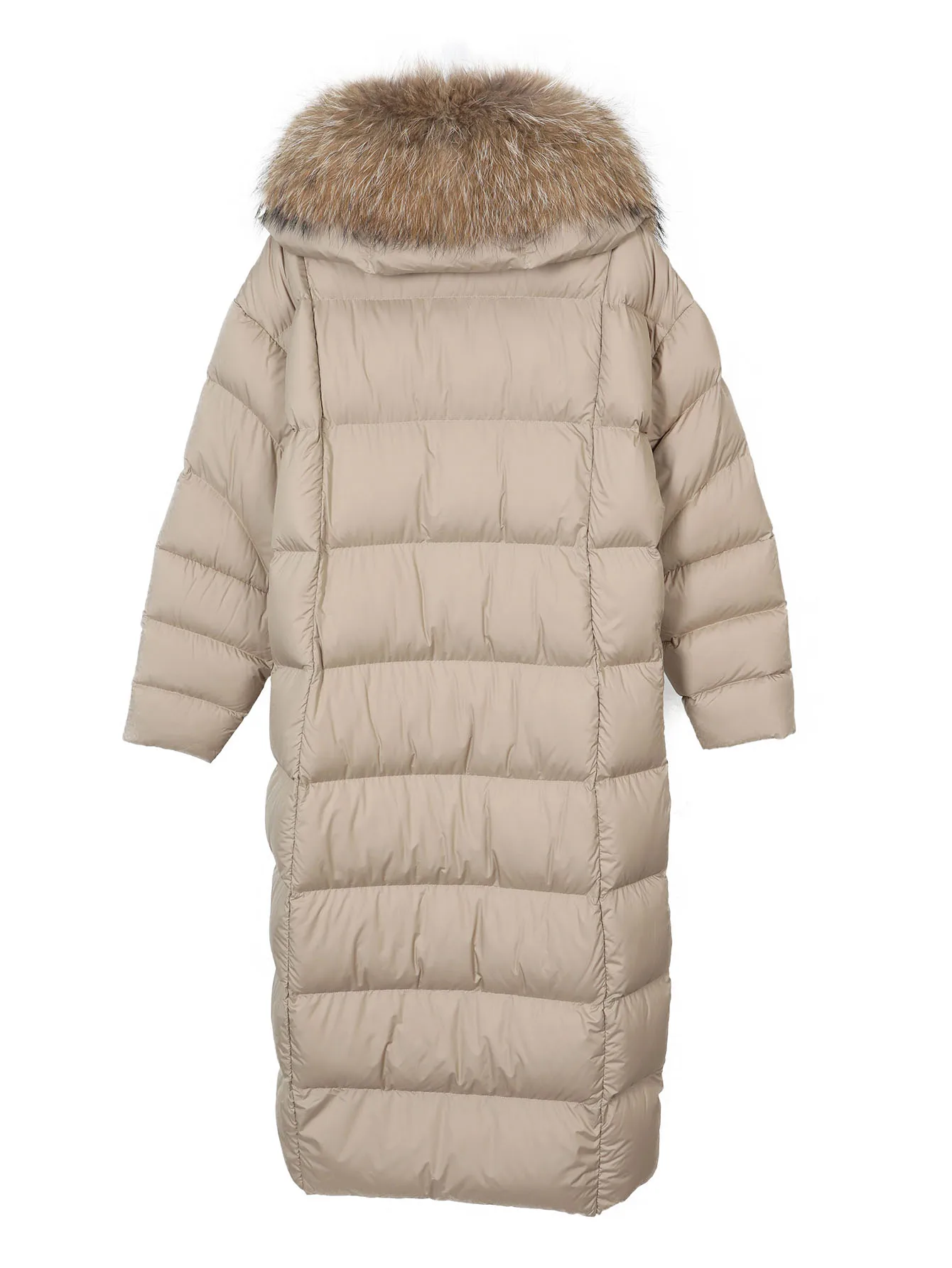 كبير الراكون الفراء طوق الإناث العلامة التجارية المرأة الموسعة الركبة طول الفاخرة أسفل سترة معطف دافئ سترة منتفخة الشتاء ملابس خارجية