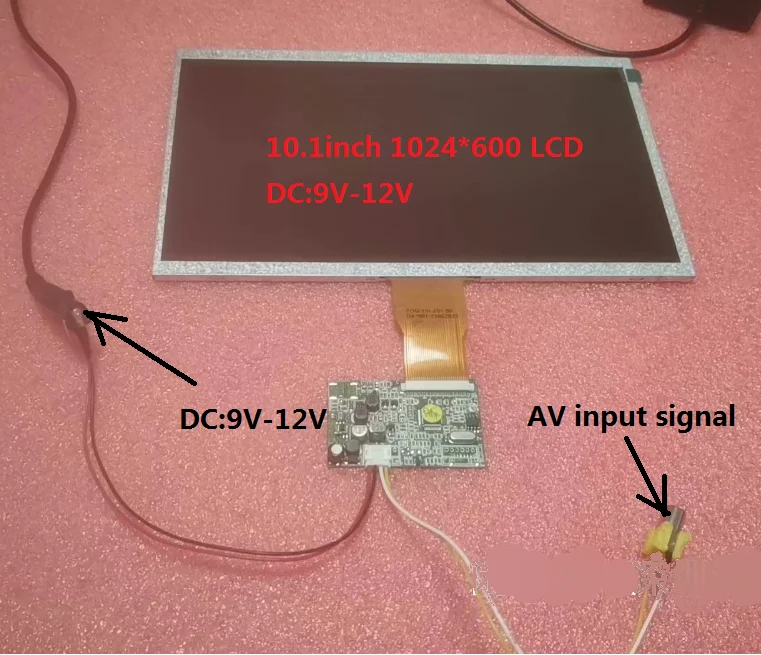 10.1 inch 1024*600 LCD screen with snowflake motherboard AV signal input DC 9V-12V Modified for Fpv Display DIY