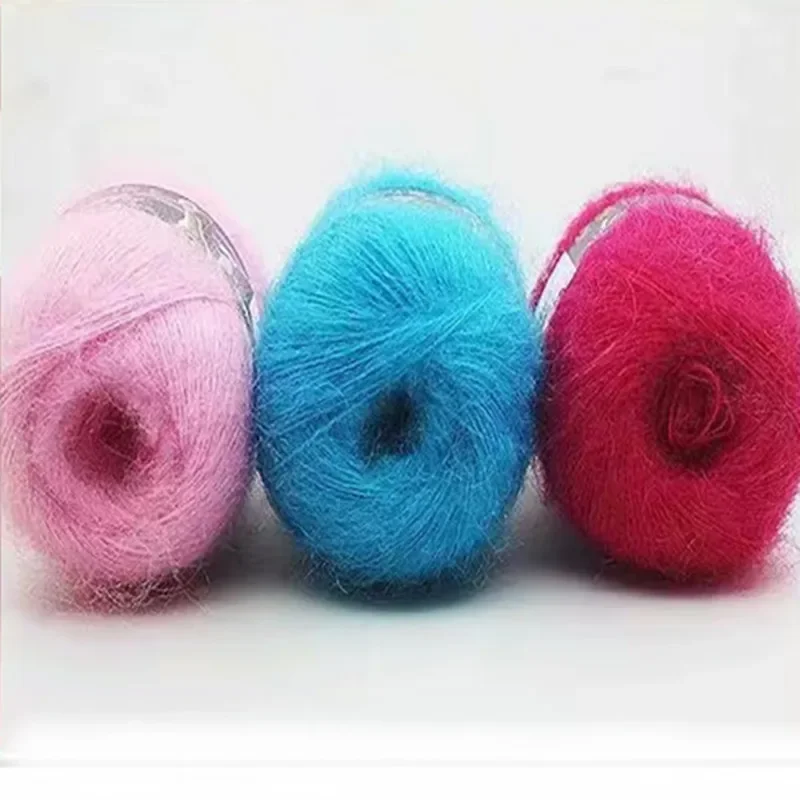 5pcs 42g/ball Drawing-down Mohair Hand Woven Medium and Thin Wool Double Knit Mohair Yarn Cotton Wool Yarn