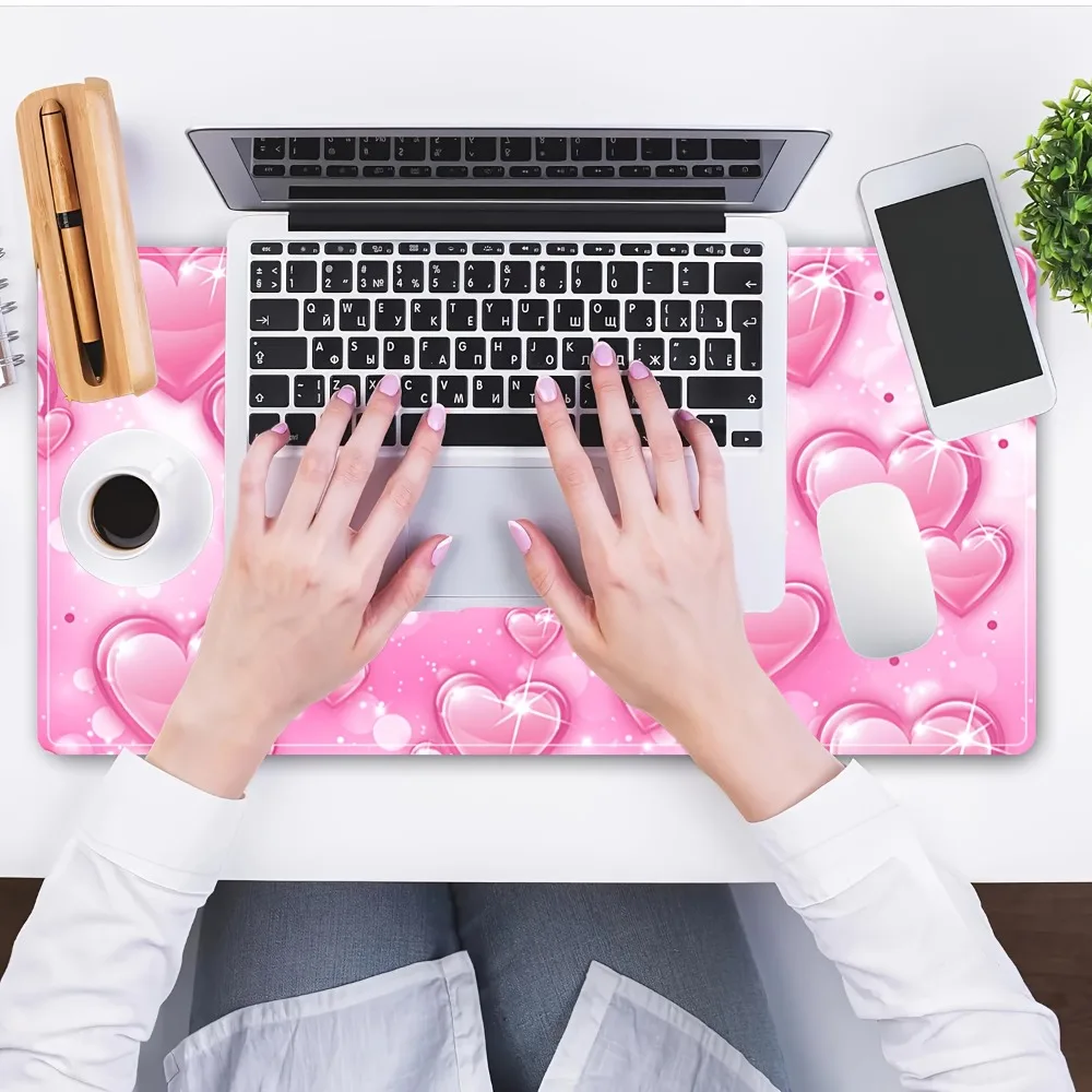 Pink heart-shaped gaming mouse pad - Super smooth, non-slip rubber base desk pad alfombrilla de escritorio jul rappeur