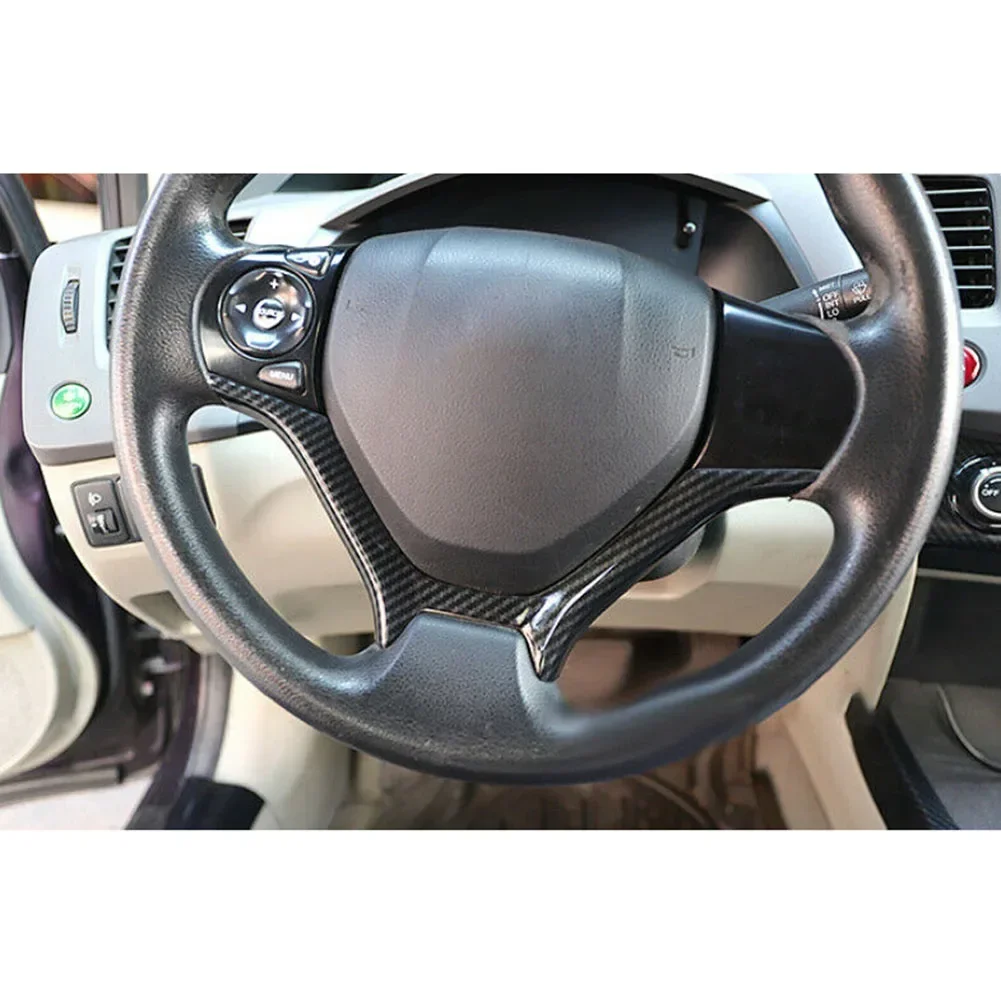 

Fit For HONDA Civic 9th 2012-2015 Carbon Fiber Steering Wheel U Type Cover Trim Car Styling Sticker High Quality NEW