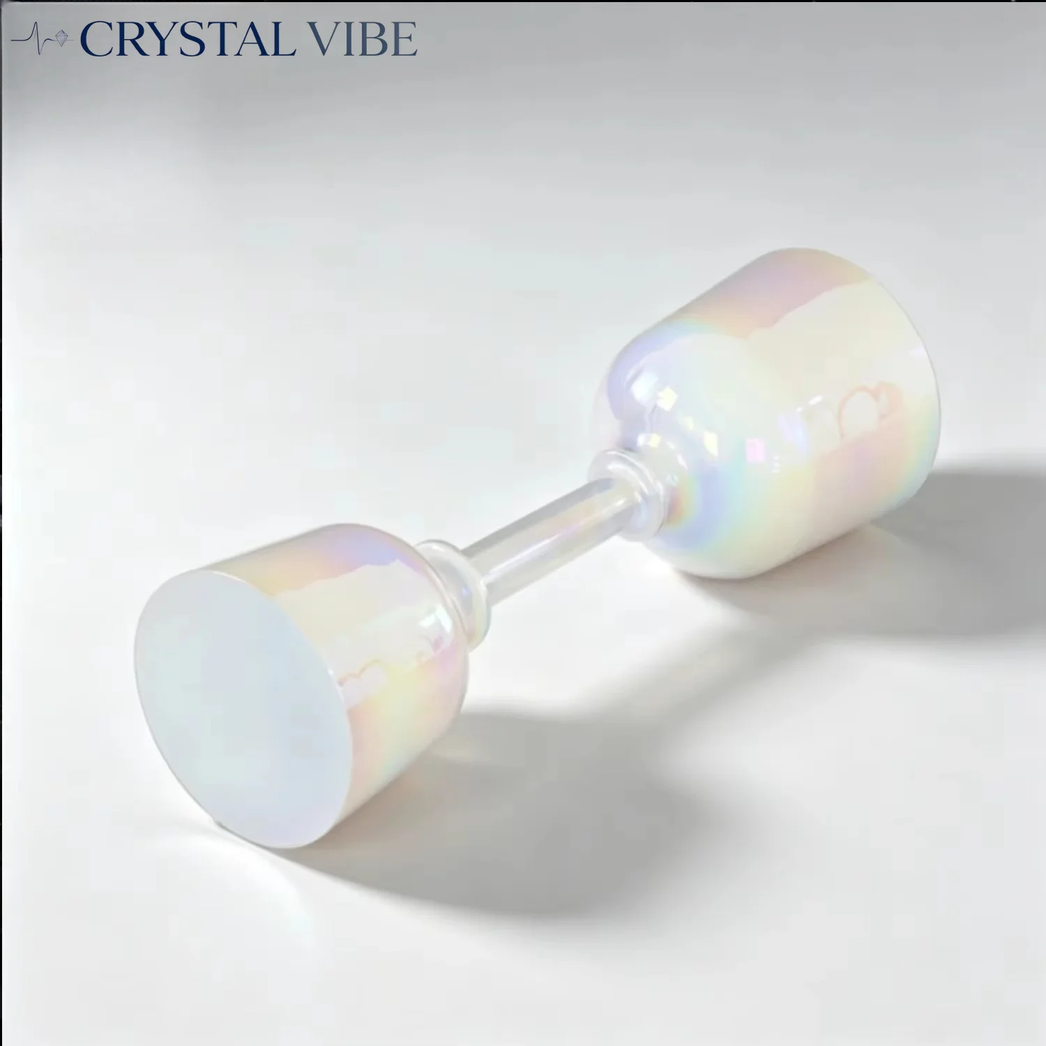 CRYSTAL VIBE  432Hz Colorful Clear Double Headed Cosmic Light Crystal Hand-held Singing Bowls Comes with Mallet