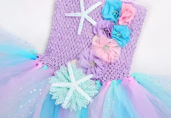 Girls Mermaid LED Light Princess Dress 4 Pricness Girls Mermaid Tutu Dresses with LED Lights Sea Theme Party Starfish Ariel Cosplay Costumes Purple Ball Gown Dress 4