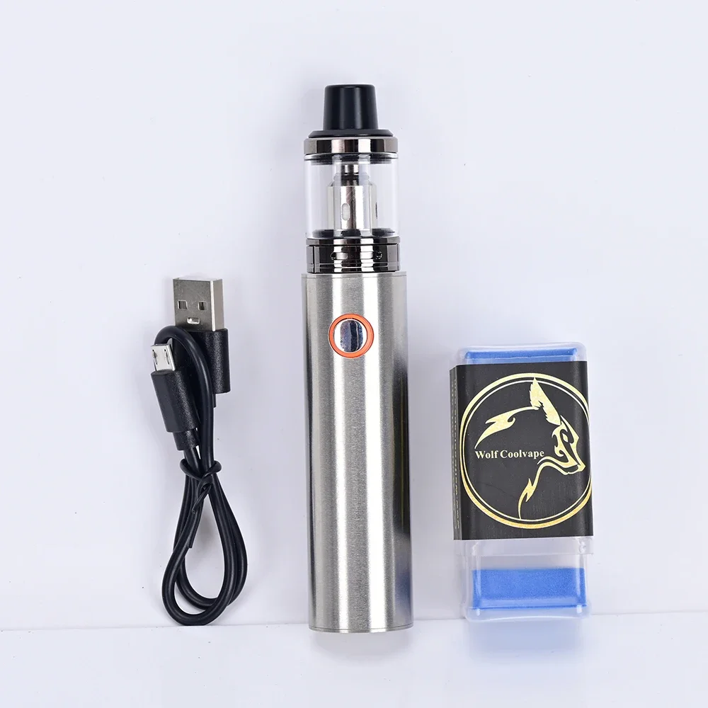 Wolfcoolvape 2ml ชุด Vape Starter E-Cig Mod 24 มม.0.3ohm ถัง Atomizer TOP Refill System และ 1300mAh แบตเตอรี่อุปกรณ์ไอ