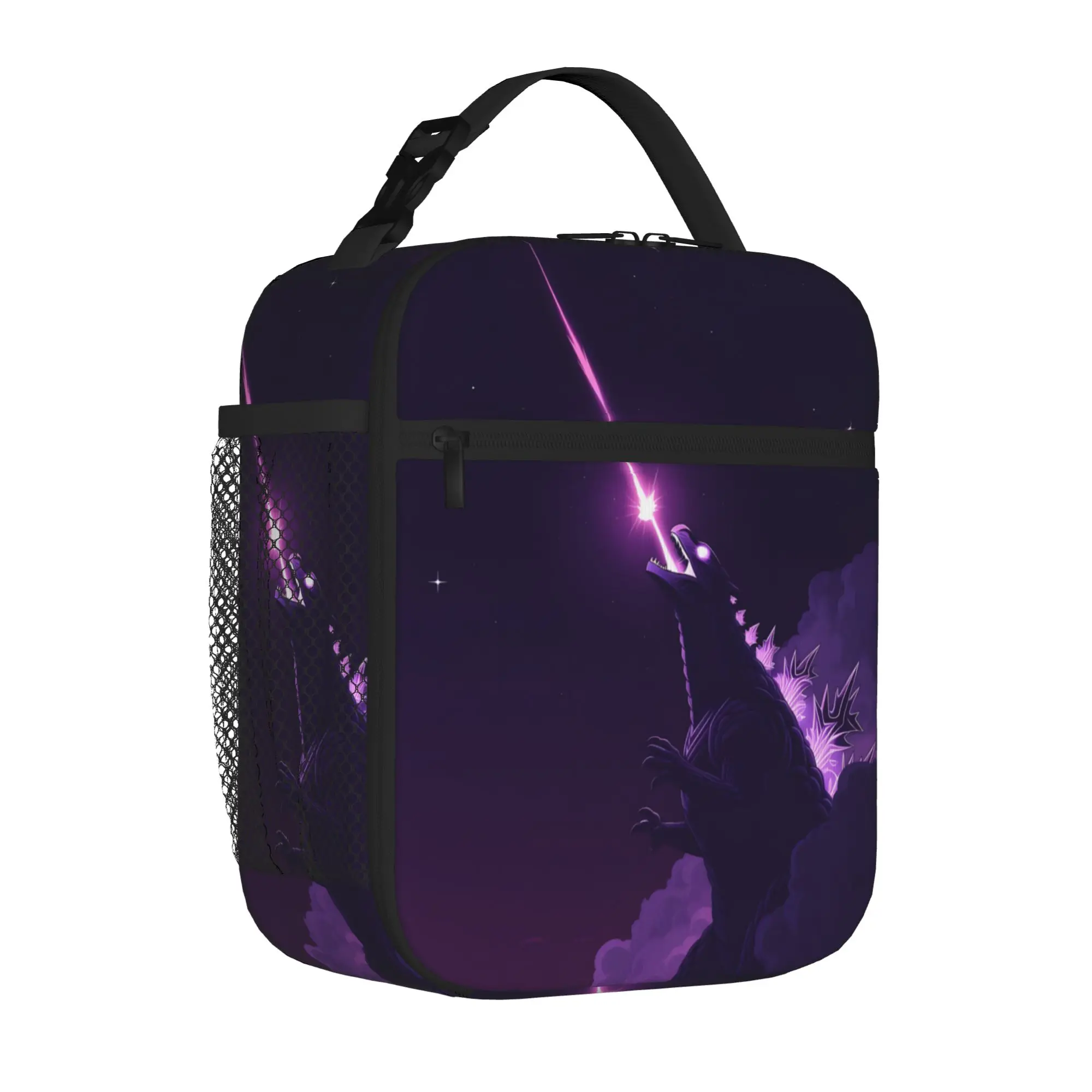 1 Piece Zipper Closure Atomic Ray Storage Bag Pocket Godzilla  School Lunch Food Box Reusable For Lunch Food Bag