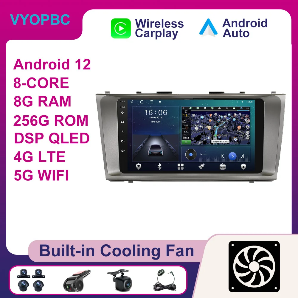 

9 Inch Android 12 For Toyota Camry 40 2006 - 2011 Car Radio DSP ADAS Stereo SWC WIFI Multimedia Wireless Carplay Auto No 2din