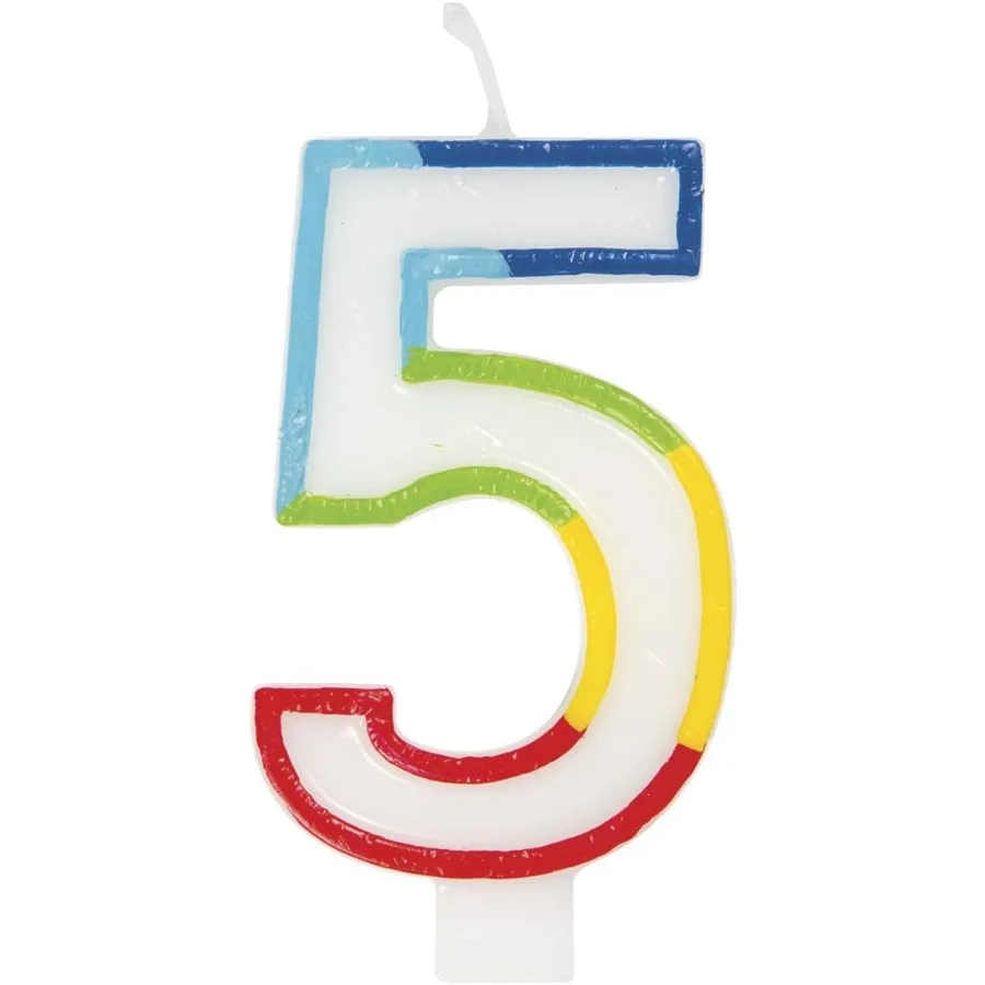 Vibrant Rainbow Border Number 5