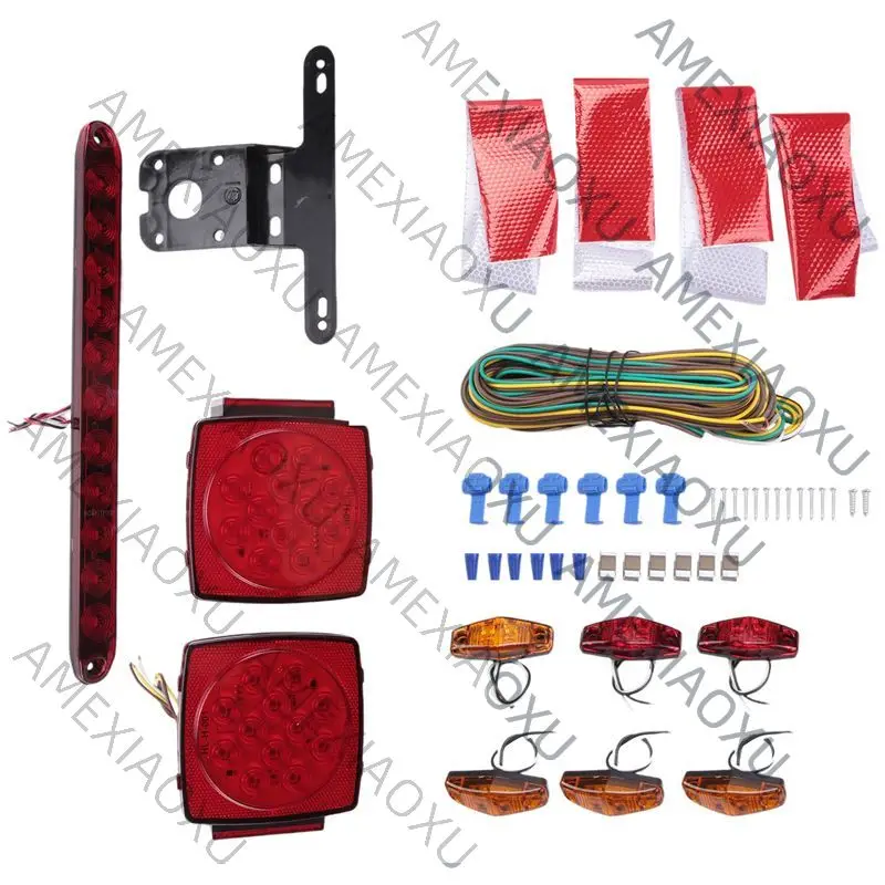 

Strange Trailer Led Light Kit, Square Led Stop Turn Tail Brake License Plate Running Lights With Wiring Harness/Marker Lights