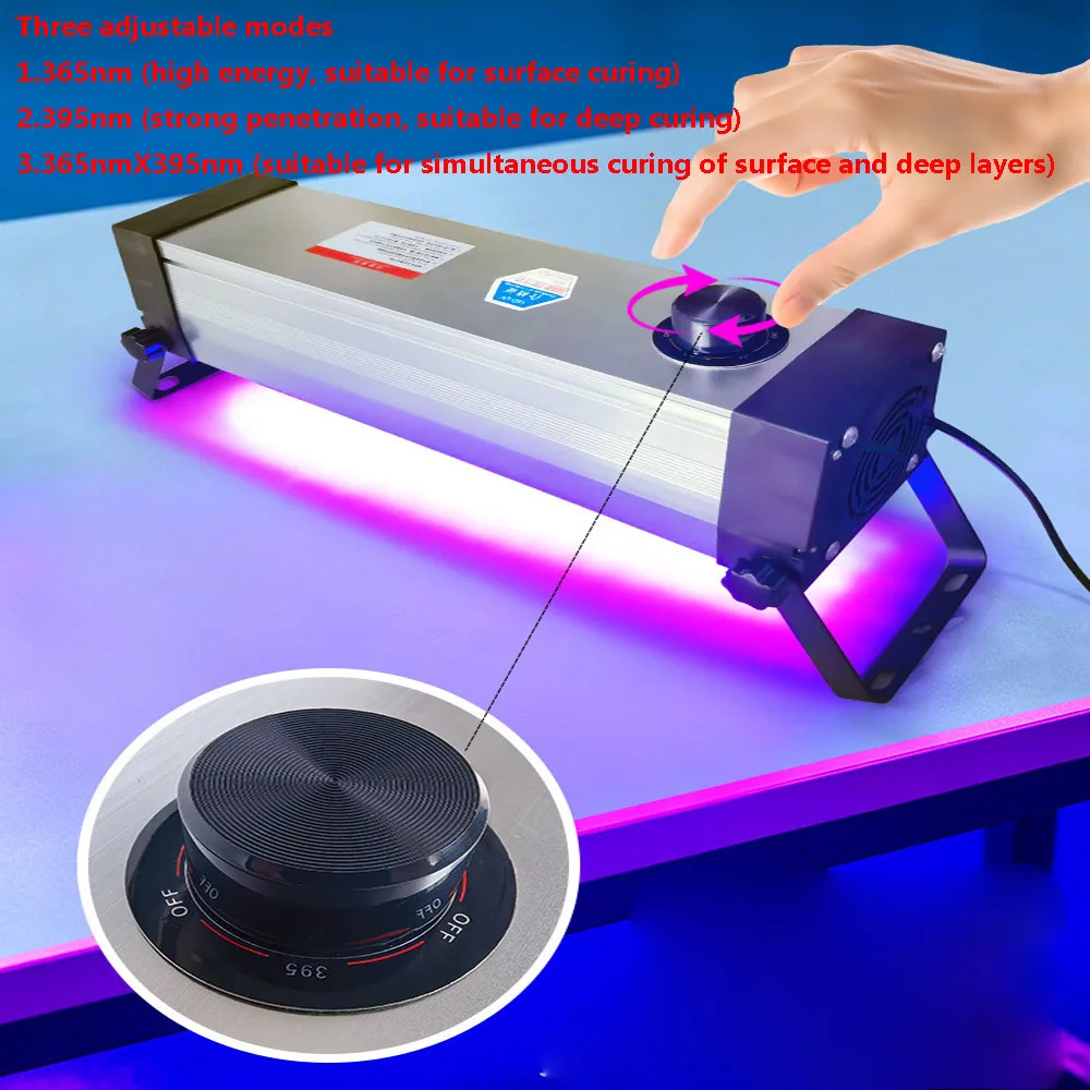 LED UV 365nm/395nm/365nmX395nm freely switchable curing lamp Glue Resin Green Oil Solder PCB board Coating Paint Varnish curing