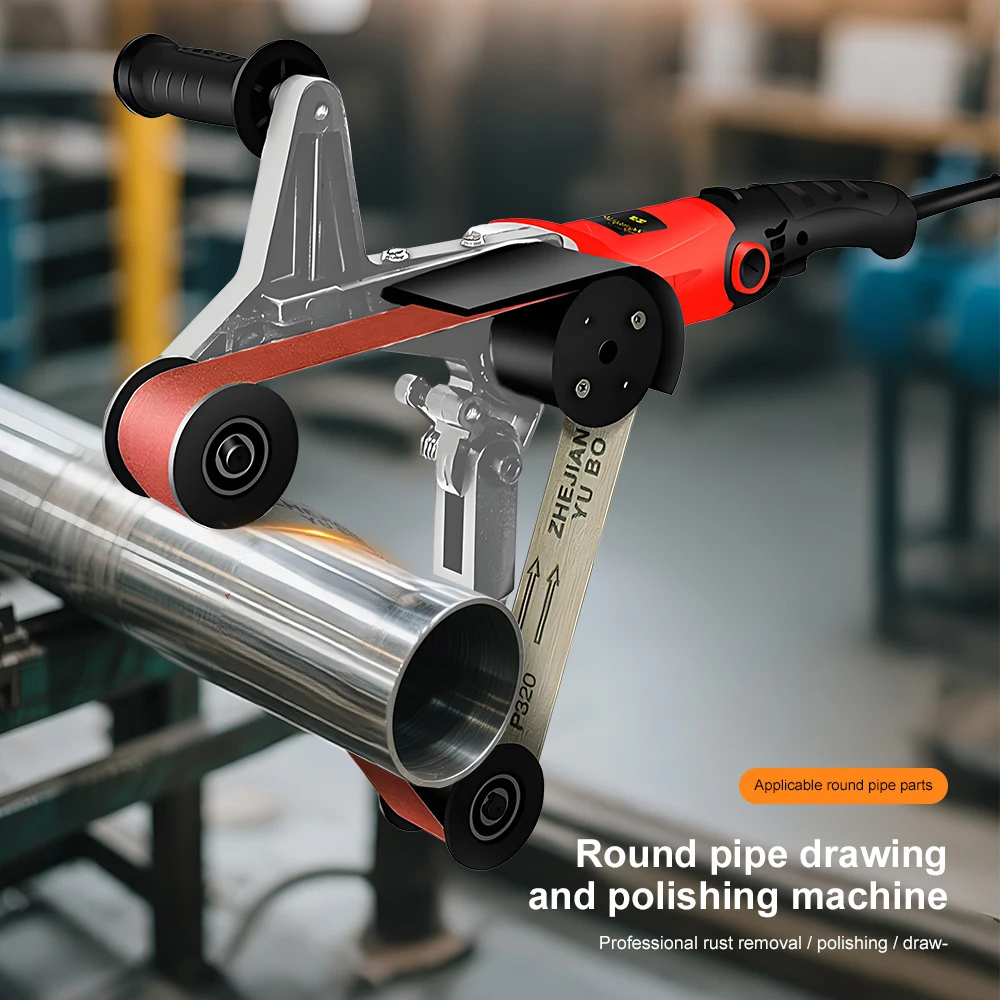 220V Electric Belt Sander Stainless Steel Round Pipe Drawing Machine Round Pipe Grinding and Polishing Machine
