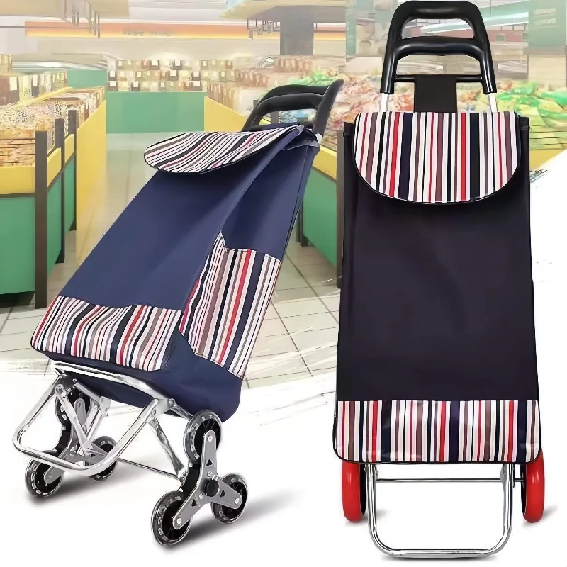Lightweight Portable Foldable Pull Cart Stair Climbing Grocery Luggage Trolley Household Shopping Accessory