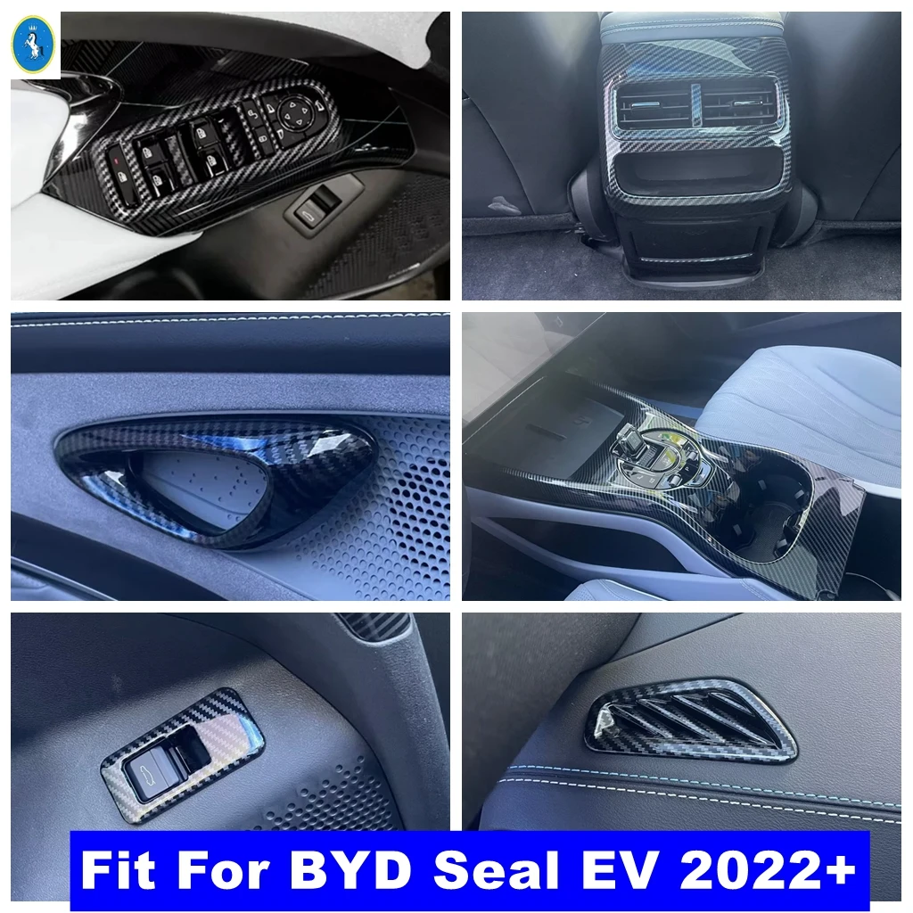 

Window Lift Button / Dashboard Air Outlet / Gear Shift Box Cover Trim For BYD Seal EV 2022 - 2024 Carbon Fiber Car Accessories