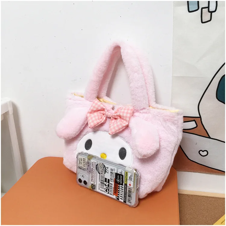 Sanrio-Bolso de peluche Kawaii Kuromi para niñas, Mini bolsa de animales de peluche de Anime, novedad