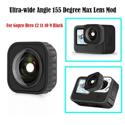 Ultra-wide Angle 155 Degree Max Lens Mod for GoPro HERO 12 11 10 9 Black,Max Lens Mod Maximize Stabilization 2.7K60 For Gopro 12