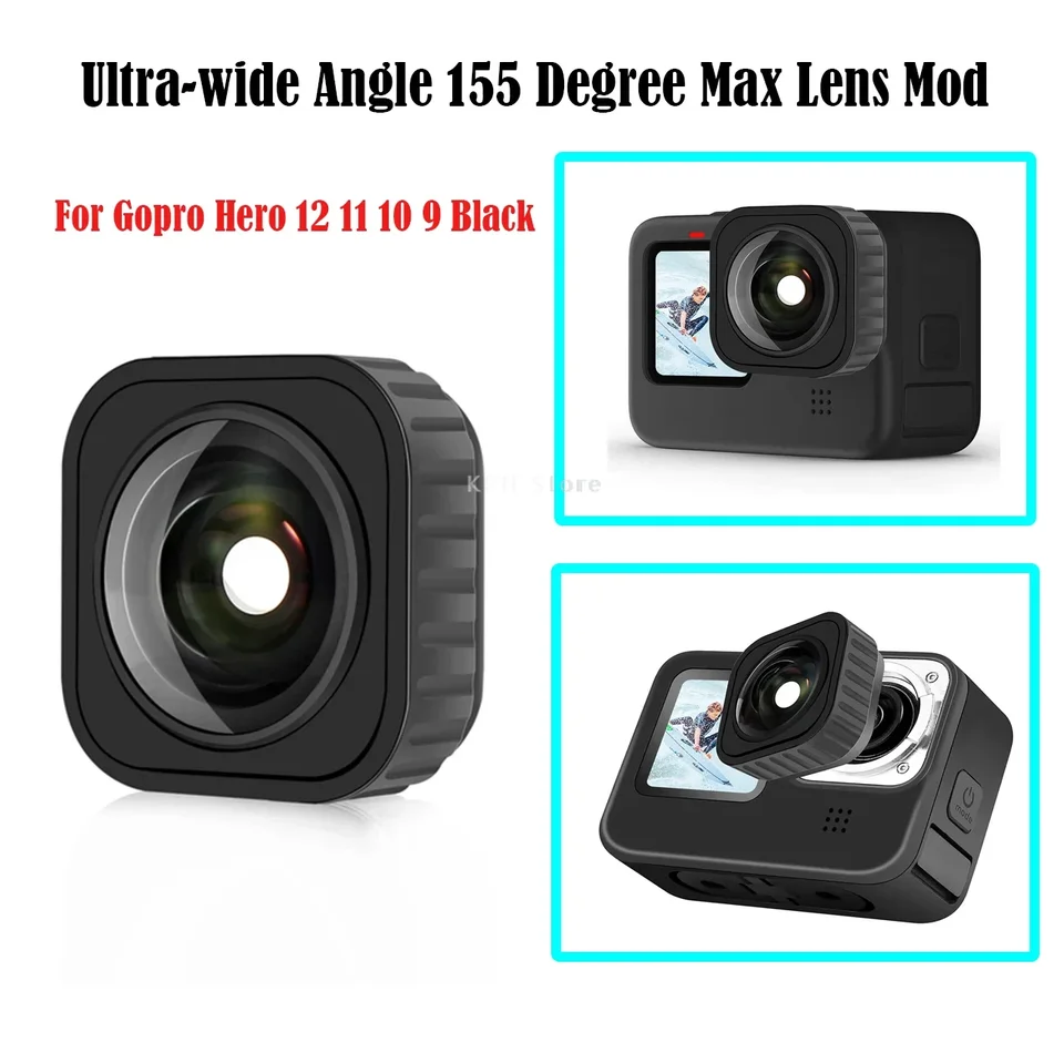 VBESTLIFE Lens MOD Ultra Grandangolo 155° Per Action Cam 9, 10, 11 – Accessorio Con Antivibrazione, Blocco Orizzontale E Montaggio Facile