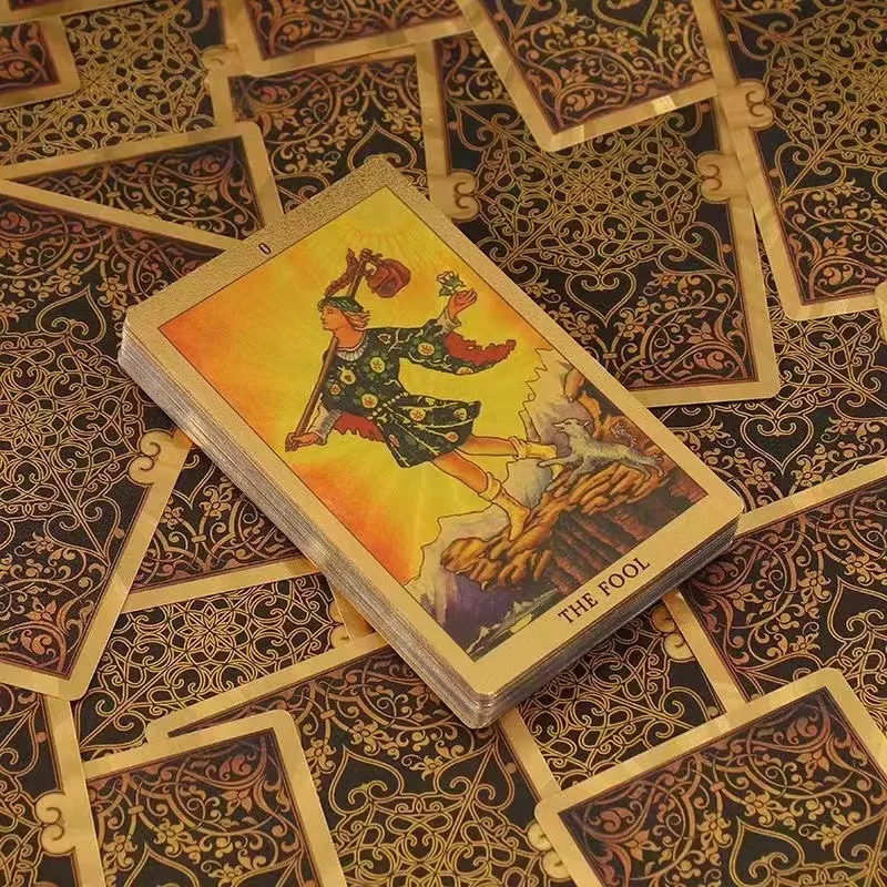 NEW High Quality Cost Worthy Luxe Gold Foil Tarot Deck With Nice Plastic Package Board Game of Oracle Cards For Beginners