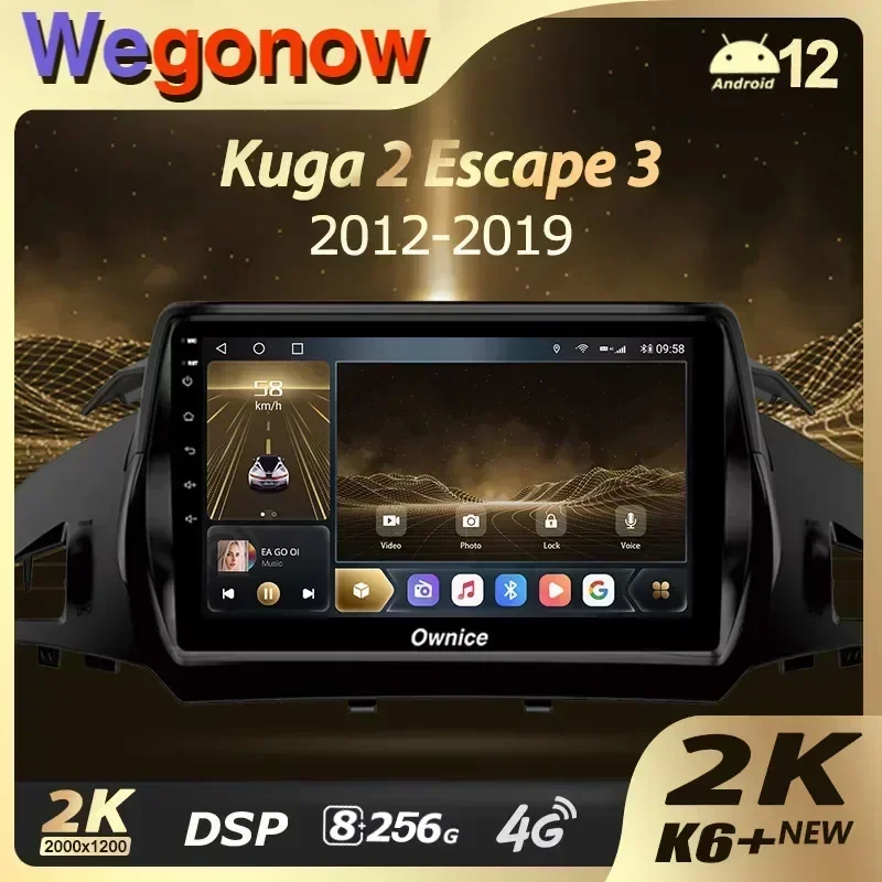 Ownice K6+ 2K For Ford Kuga 2 Escape 3 2012 - 2019 Car Radio Multimedia Video Player Navigation stereo GPS Android12 No 2din dvd