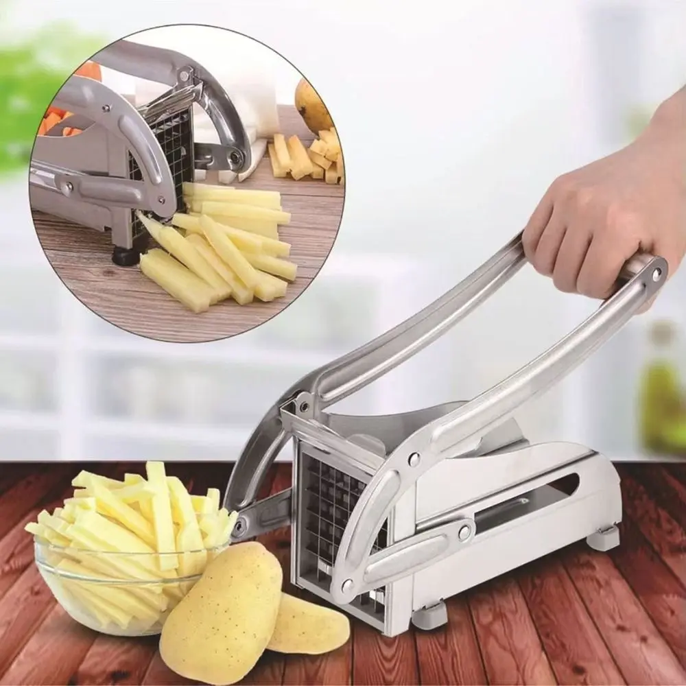 

Stainless Steel Manual Potato Cutter 36/64 Hole Rust-proof French Fries Cutter Machine Silver Vegetable Shredder Cucumber