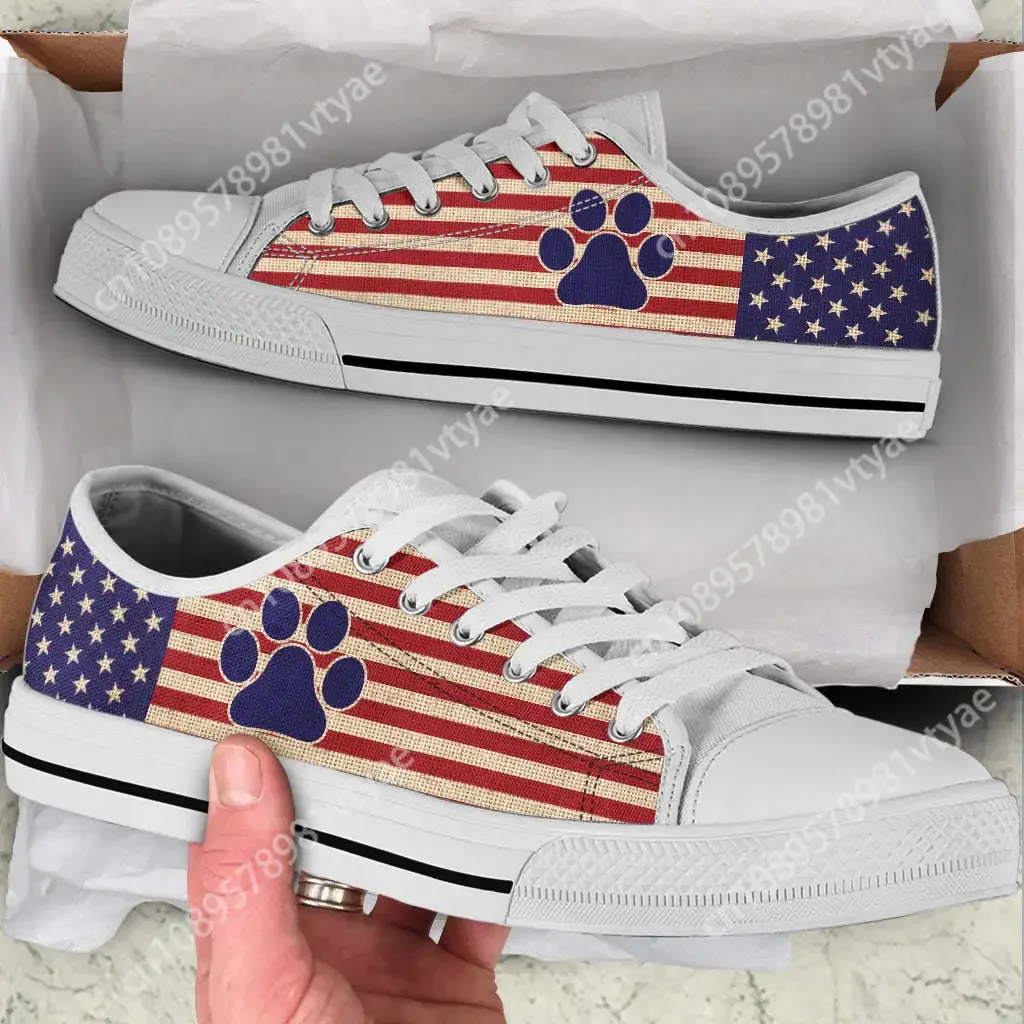 

Custom Made Dog Paw American USA Flag Low Top Shoes Man Low Canvas Shoes Comfortable Outdoors Walking Sneakers Tenis hombre 2024