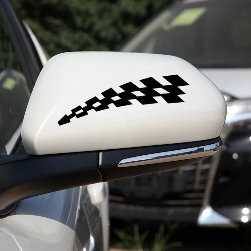 2P Car Stickers Checker Flag F1 Racing JDM Reflective Decals For Scratch Wing Fender Rearview Mirrors Bumper Motorcycles