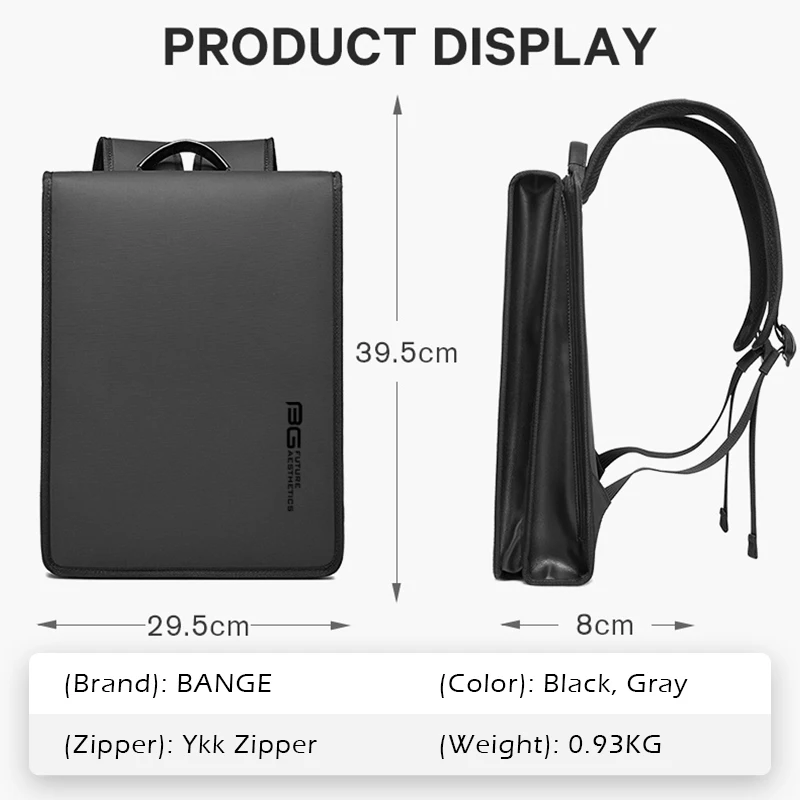 Bange ใหม่ธุรกิจกระเป๋าเป้สะพายหลังผู้ชายป้องกันการโจรกรรมกระเป๋าคอมพิวเตอร์ความจุขนาดใหญ่14.1นิ้วแล็ปท็อป B agpack ผู้ชายที่สง่างามกันน้ำ