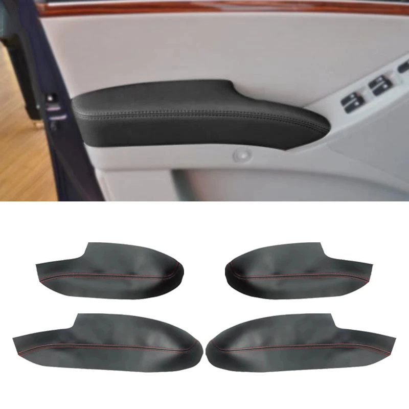 For Hyundai Veracruz 4pcs Microfiber Leather Interior Door Armrest Panel Cover Protective Trim with adhesive Tools