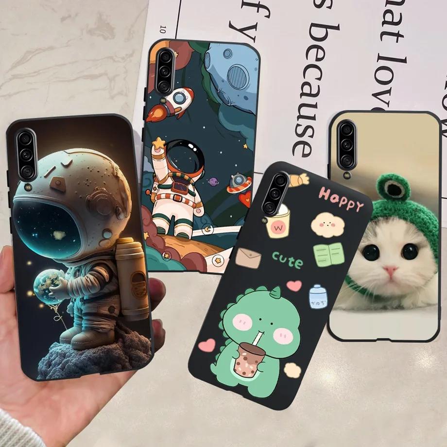 For Samsung Galaxy A90 5G Case Coque Black Silicone Soft Back Cover For Samsung A90 SM-A908B Bumper Funda Dinosaur Cat Dragon