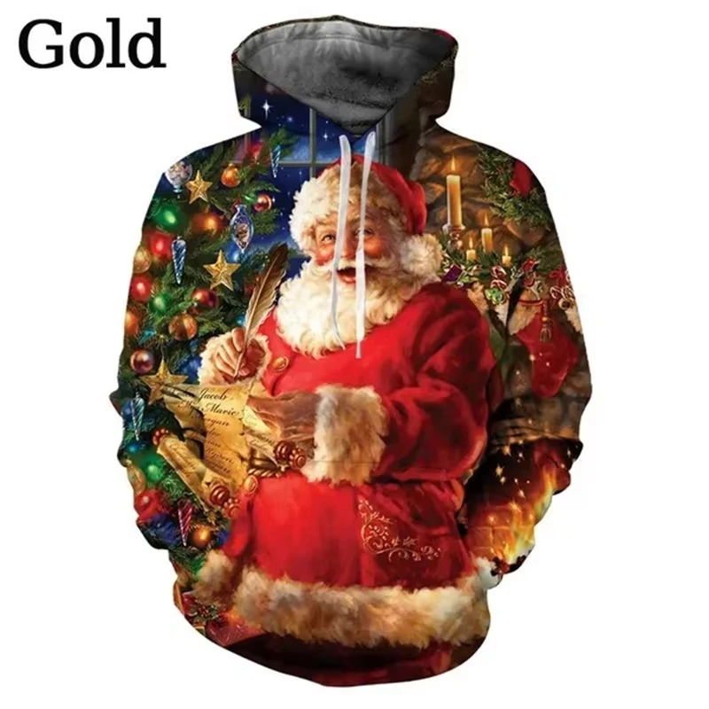 

Men's Clothing 3D Printed The white beard Grandpa hoodie for Christmas holiday wear that is loved by men, women and children