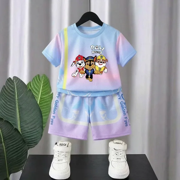 2026 Sommer Kinder Freizeitoutfits Atmungsaktives Mesh Kinder T-Shirt und Shorts Zweiteiliges Set PAW Patrol Jungen Basketballkleidung – Detail 4