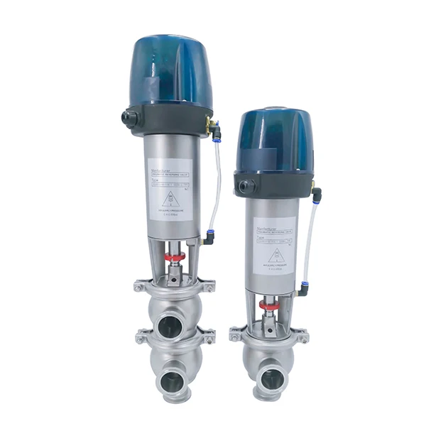 Stainless Steel SS304 Sanitary Hygienic 21Model LL Pneumatic Diverter Valve with 24V Control Head