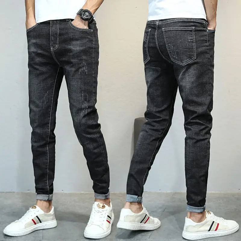 

New Spring and Autumn Luxury Brand Streetwears Stretch Boyfriend Denim Casual Jeans for Men Slim Pencil Pants Cotton Trousers