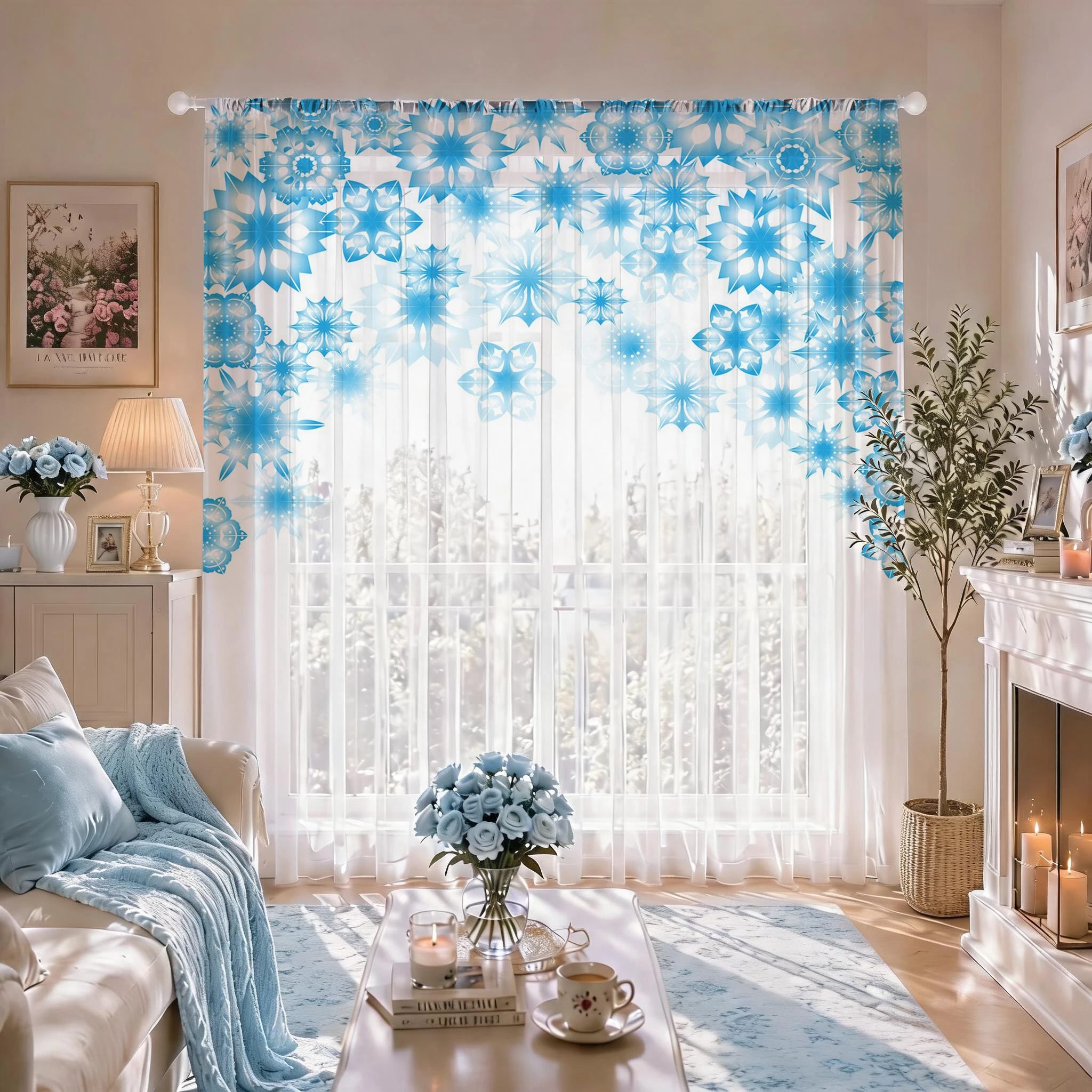 Blue Star Modern Gradient Sheer Curtain, Good Quality Light Reducing Luxurious Voile for Living/Bedroom/Kids Room,Day Gift - view 3