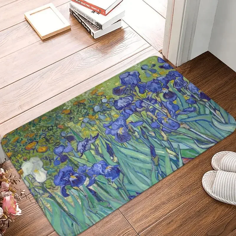 Personalized Irises By Vincent Van Gogh Doormat Mat Anti-Slip Art Flowers Painting Kitchen Bathroom Balcony Rug Carpet 40*60cm