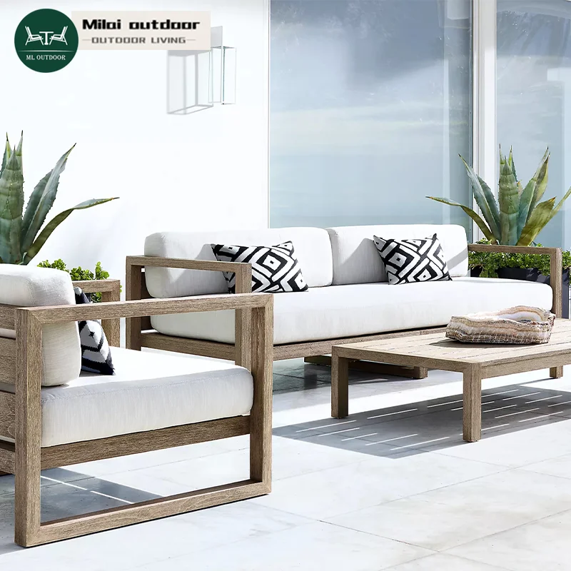 

Newest Design Outdoor Teak Single Sofa Villa Garden Courtyard Solid Wood Modern Furniture