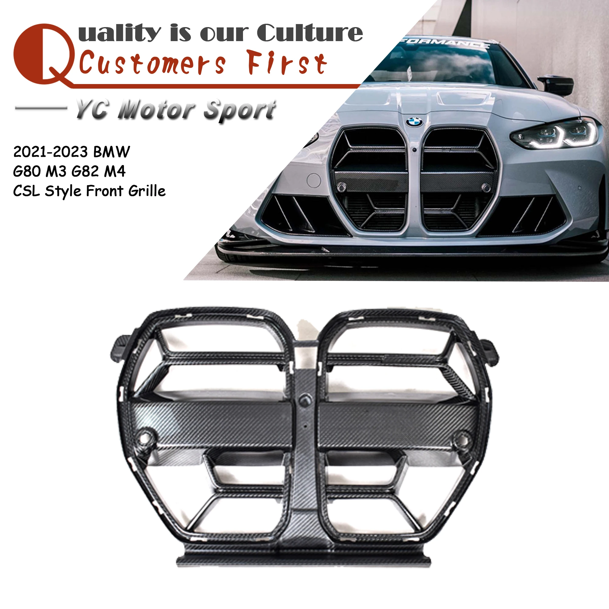 

Car Accessories Dry Carbon Fiber G80 G82 Front Grille Fit For 2021-2023 BMW G80 M3 G82 M4 CSL Style Front Bumper Grille