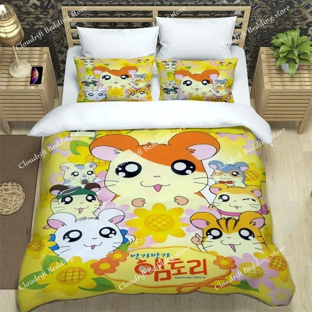 3D Printing Cartoon Lovely Hamtaro Bedding Set Duvet Cover Pillow Set Birthday Gift Boys quilt cover Bedding Home Textiles