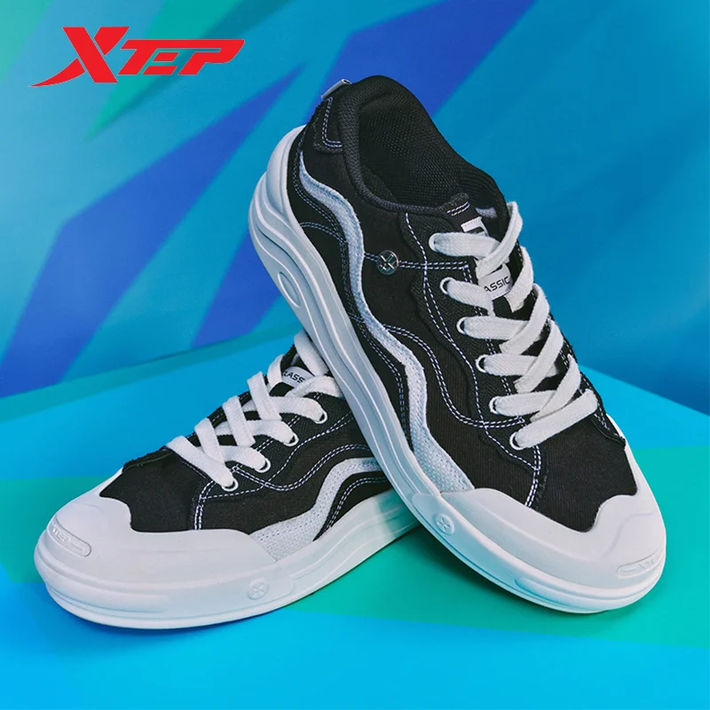 Xtep Skateboarding Shoes For Men 2024 Summer Fashion Skate Shoes Comfortable Breathable Lace Up Outdoor\'s Sneakers 876219310017