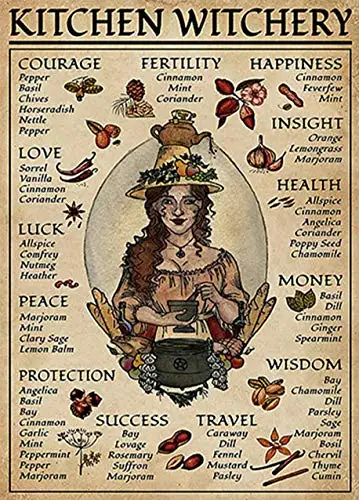 

Kitchen Witchery Woman Retro Metal Tin Sign Vintage Sign for Home Coffee Garden Wall Decor 8x12 Inch