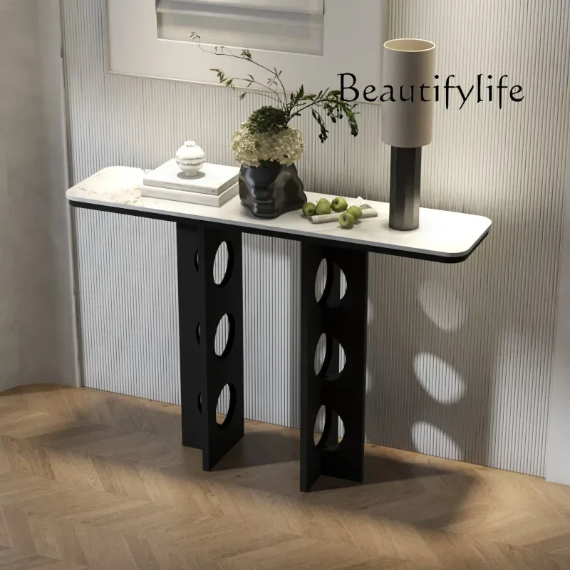 A Light Luxury Acrylic Entrance Table Simple Slate Ultra-thin Strip Case Extremely Narrow Living Room Storage Table Semicircular
