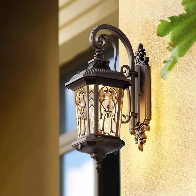 

European-style outdoor waterproof wall lamp, solar courtyard, outdoor villa terrace door, wall and exterior wall electricity con