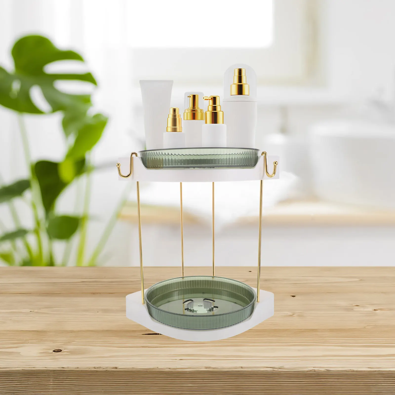 

Large Capacity Organizer Rotating Makeup Storage Rack For Vanity Bathroom Counter Desktop Multilayer Adjustable