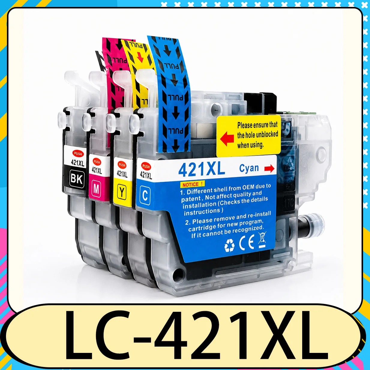 LC421XL LC421 421XL Ink Cartridge Compatible For Brother DCP-J1050DW DCP-J1140DW DCP-J1800DW MFC-J1010DW Printer High Capacity