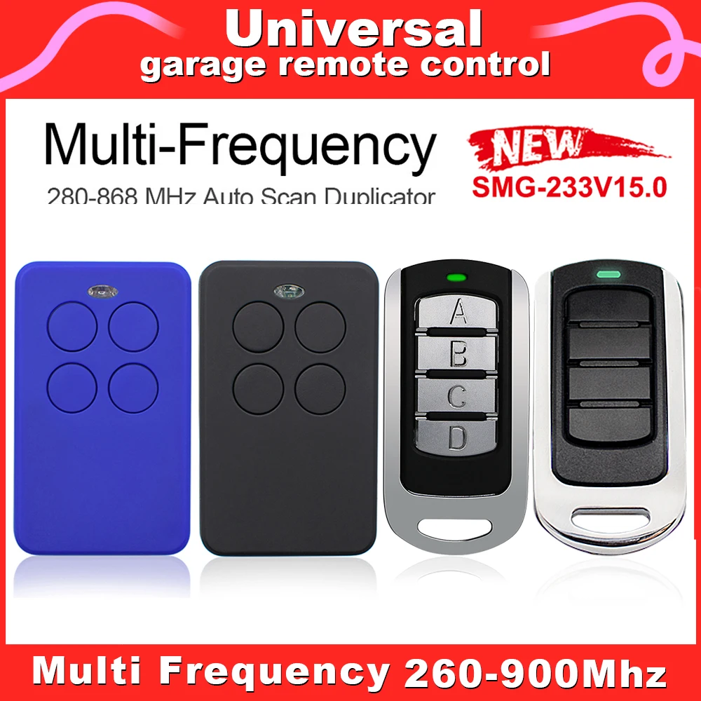 

Garage Door Remote Control 433mhz Rolling Code Gate Opener Transmitter 280-868MHz Multi-frequency Replicator Command Keychain