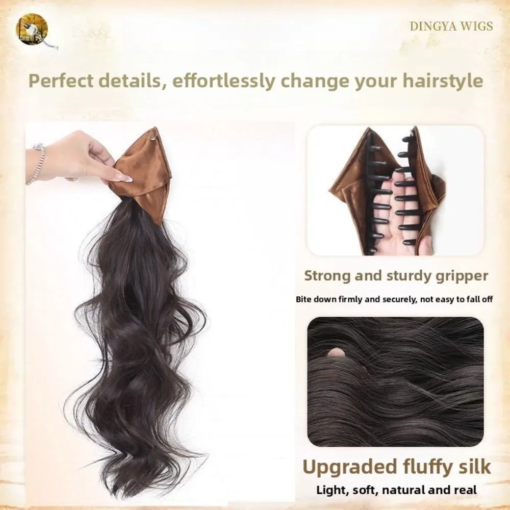 

Synthetic Wig Ponytail Fluffy Satin Ribbon Long Curly Wig Claw Clip Triangle Hair Claw Ponytail Hair Extensions Hair Accessories