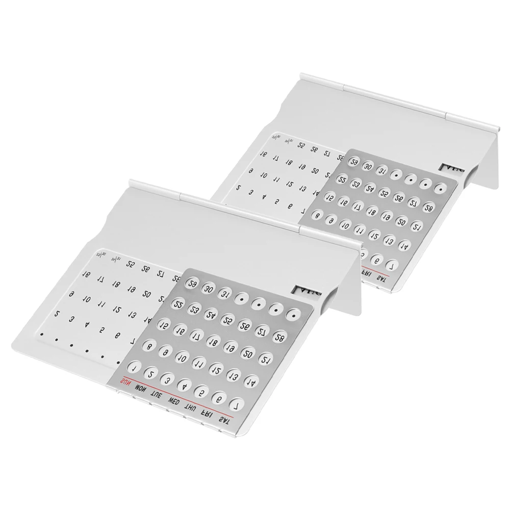 

2pcs Aluminum Perpetual Desk Metal Desktop Ornament Reusable Date Display Stand Office Decor Household Calendar For Kitchen