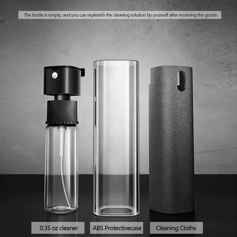 Paño de limpieza 2 en 1 para pantallas de móviles, tablets y portátiles, paño de limpieza para coches, spray para pantallas.