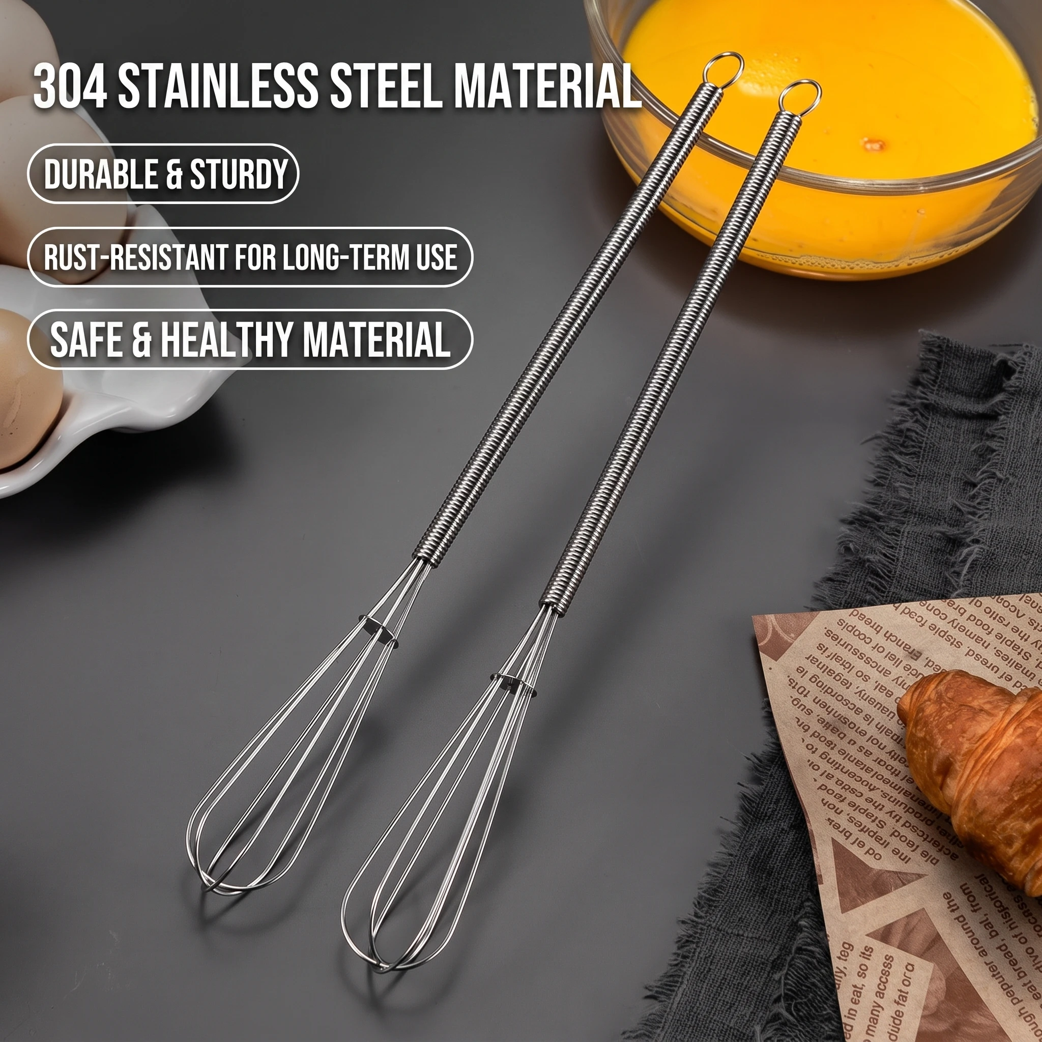 304 stainless steel mini small egg beater manual stirring artifact small egg beater handheld household egg draw