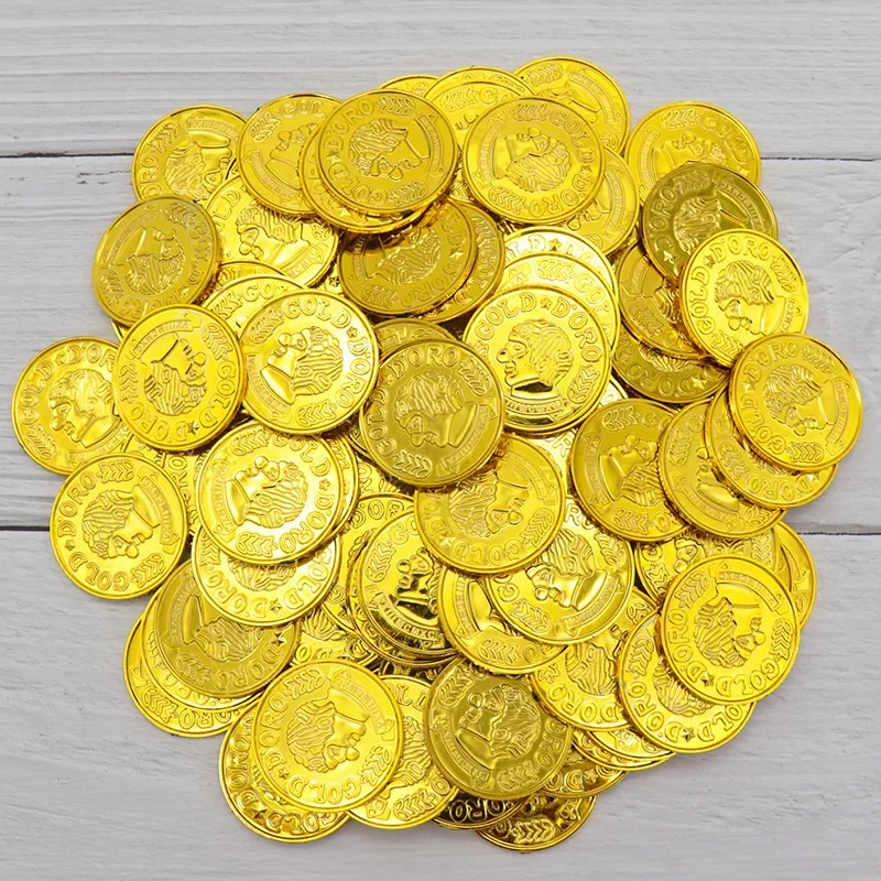 10/25/50 قطعة البلاستيك القراصنة عملة مهرج نمط الاطفال حفلة وهمية الكنز مهرجان حفلة هدية عيد ميلاد الأطفال عملة ذهبية اللعب