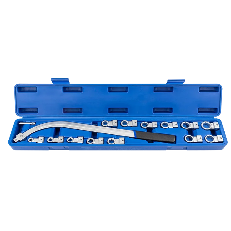 Chiave di regolazione della puleggia tenditore della puleggia tenditrice del motore dell'auto, chiave a bussola tipo E estesa, smontaggio speciale